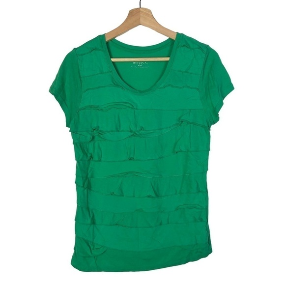 Merona Green Y2K Tiered Ruffle Short Sleeve Top M - Picture 1 of 3